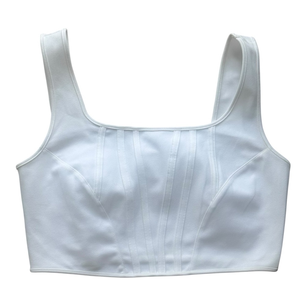 Happily Grey size medium white Tank Crop‎ Top ribbed soft comfy